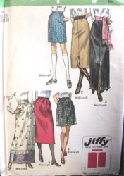 9099 Simplicity  '70 SIMPLE JIFFY SKIRT MINI- MAXI LENGTHS PATTERN 10, 14 choice uncut